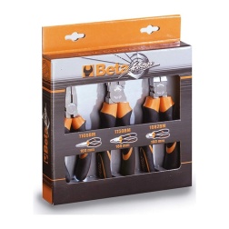 BETA 1169Gbm/D3 Assortimento di 1 Pinza Universale, 1 Pinza Becchi Mezzotondi Lunghi e 1 Tronchese, Impugnatura Bimateriale Antiscivolo con Finitura Industriale